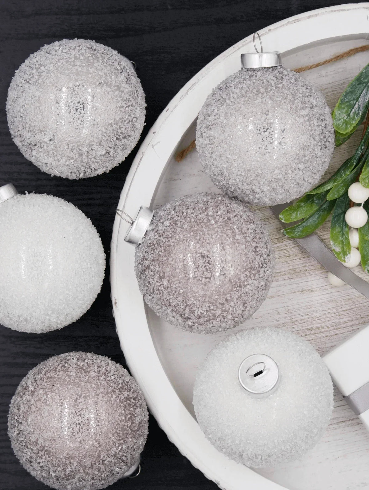 Conjunto de enfeites prateados foscos (pacote com 6)