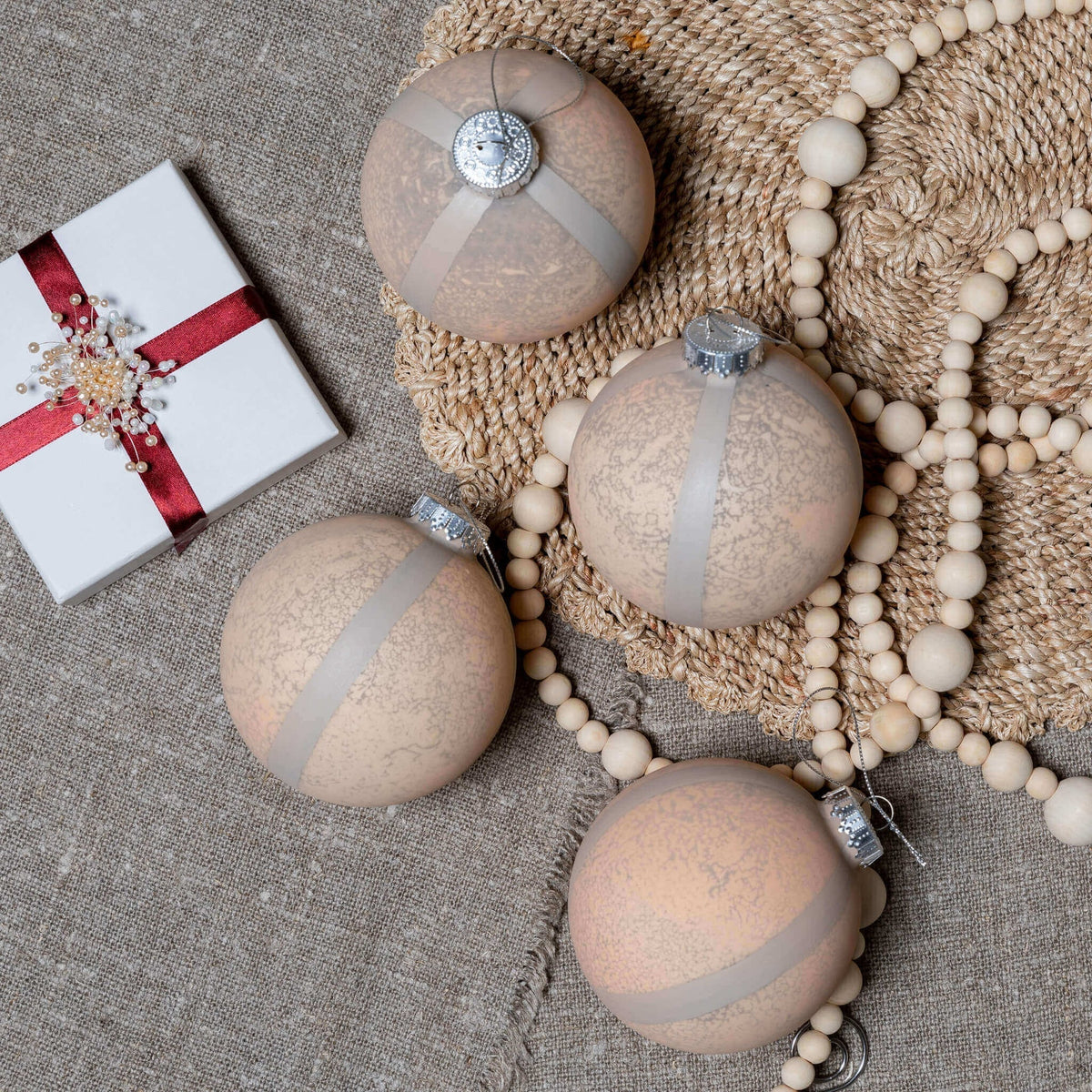 Enfeite de vidro com listras rústicas (pacote com 4)