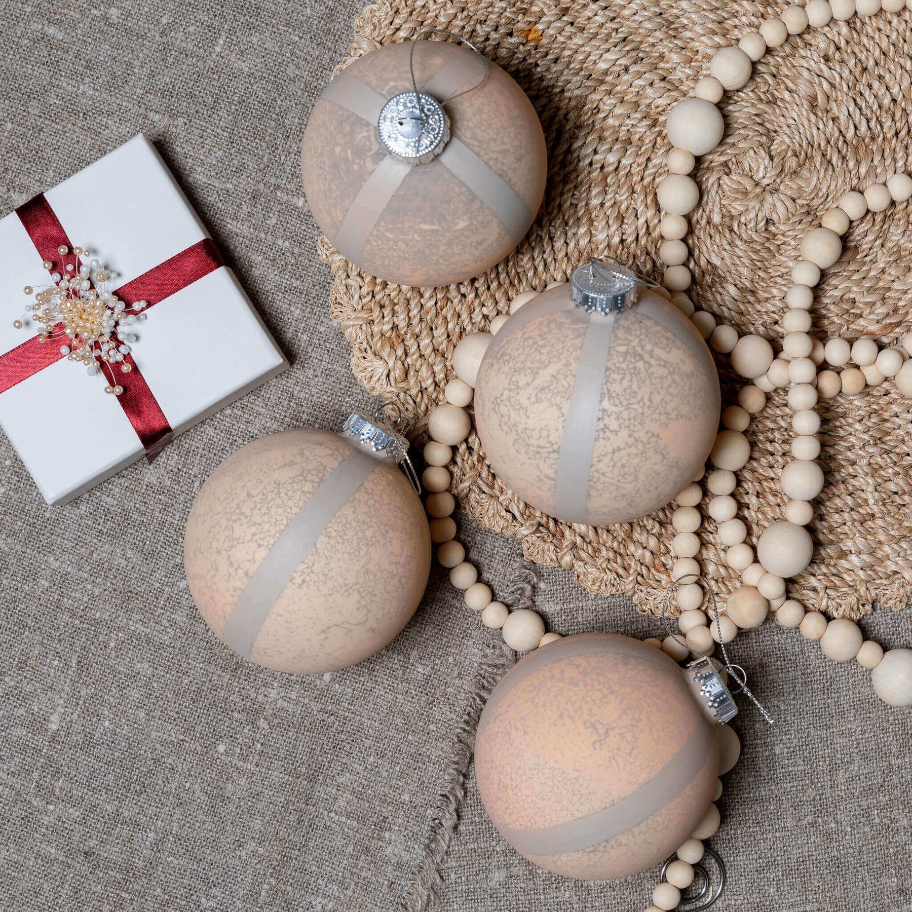 Enfeite de vidro com listras rústicas (pacote com 4)