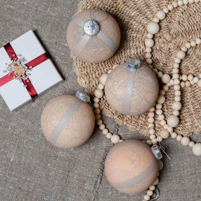 Enfeite de vidro com listras rústicas (pacote com 4)