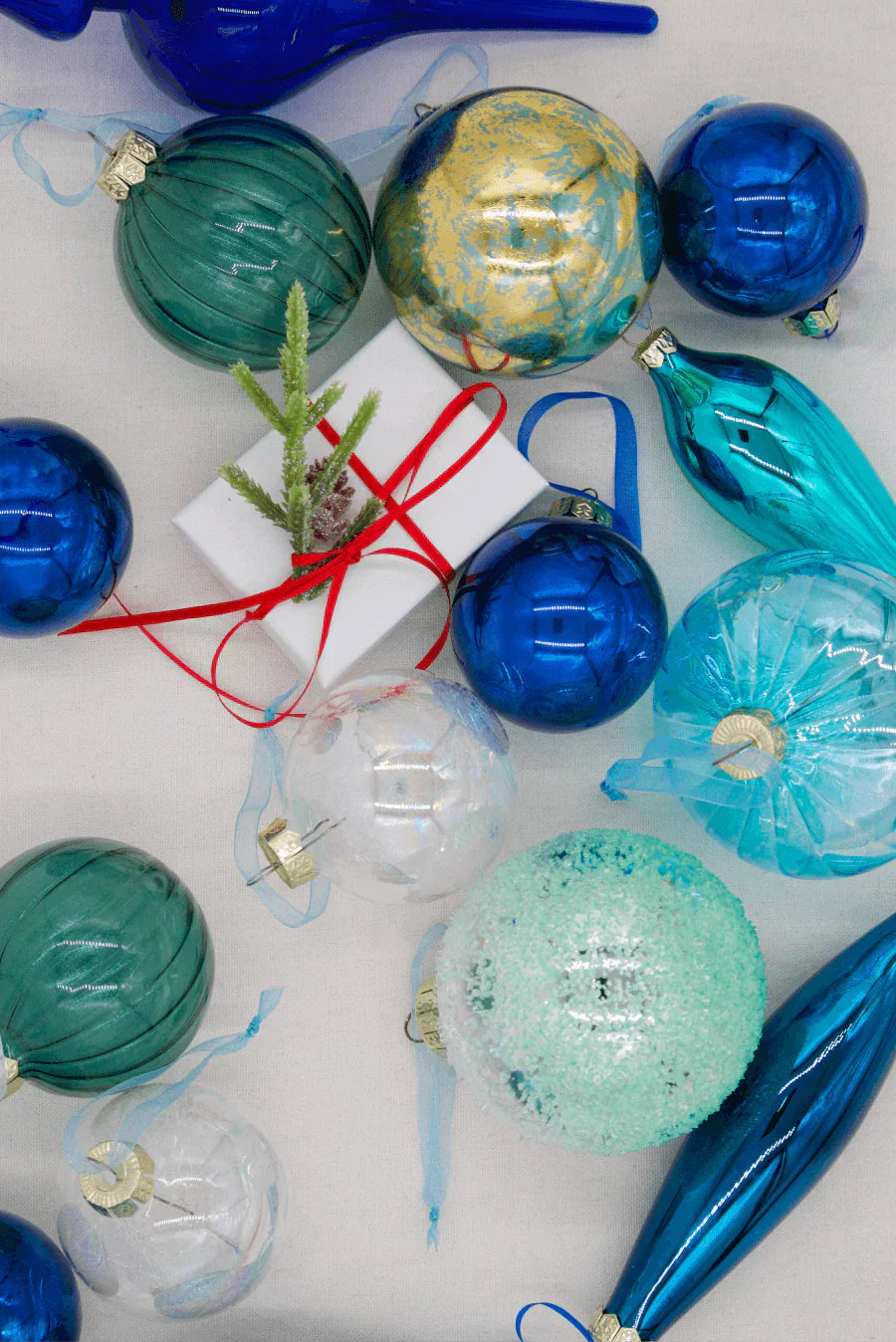 Conjunto de enfeites de vidro com 15 peças em formato de floco de neve (azul) edição limitada