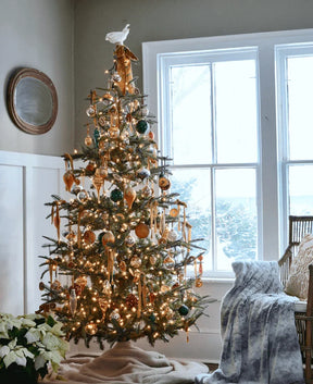 Conjunto de enfeites de vidro natural com 30 peças (laranja queimado, verde) edição limitada