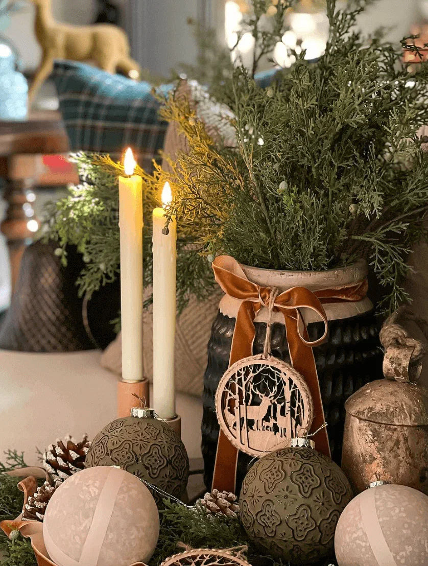 Enfeite de vidro com listras rústicas (pacote com 4)