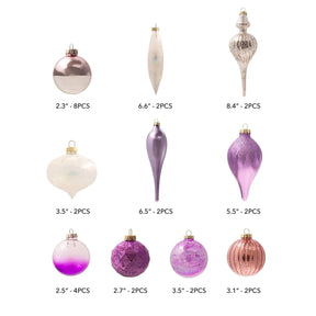 Conjunto de enfeites de vidro Sweet com 30 peças (rosa - roxo) edição limitada