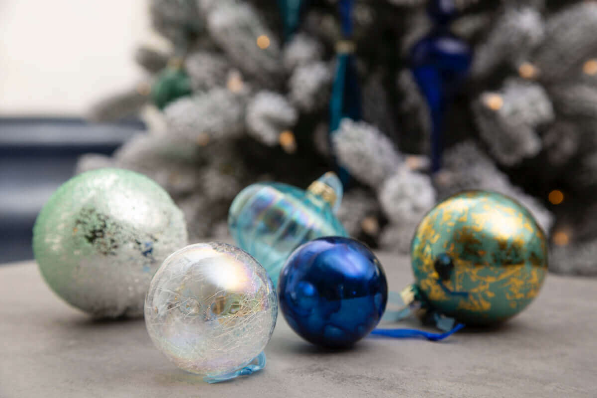 Conjunto de enfeites de vidro com 15 peças em formato de floco de neve (azul) edição limitada