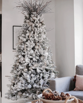 Conjunto de enfeites de vidro Winter Frost com 15 peças (branco e prata)