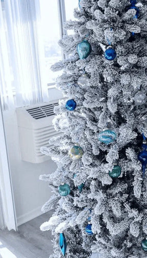 Conjunto de enfeites de vidro com 15 peças em formato de floco de neve (azul) edição limitada