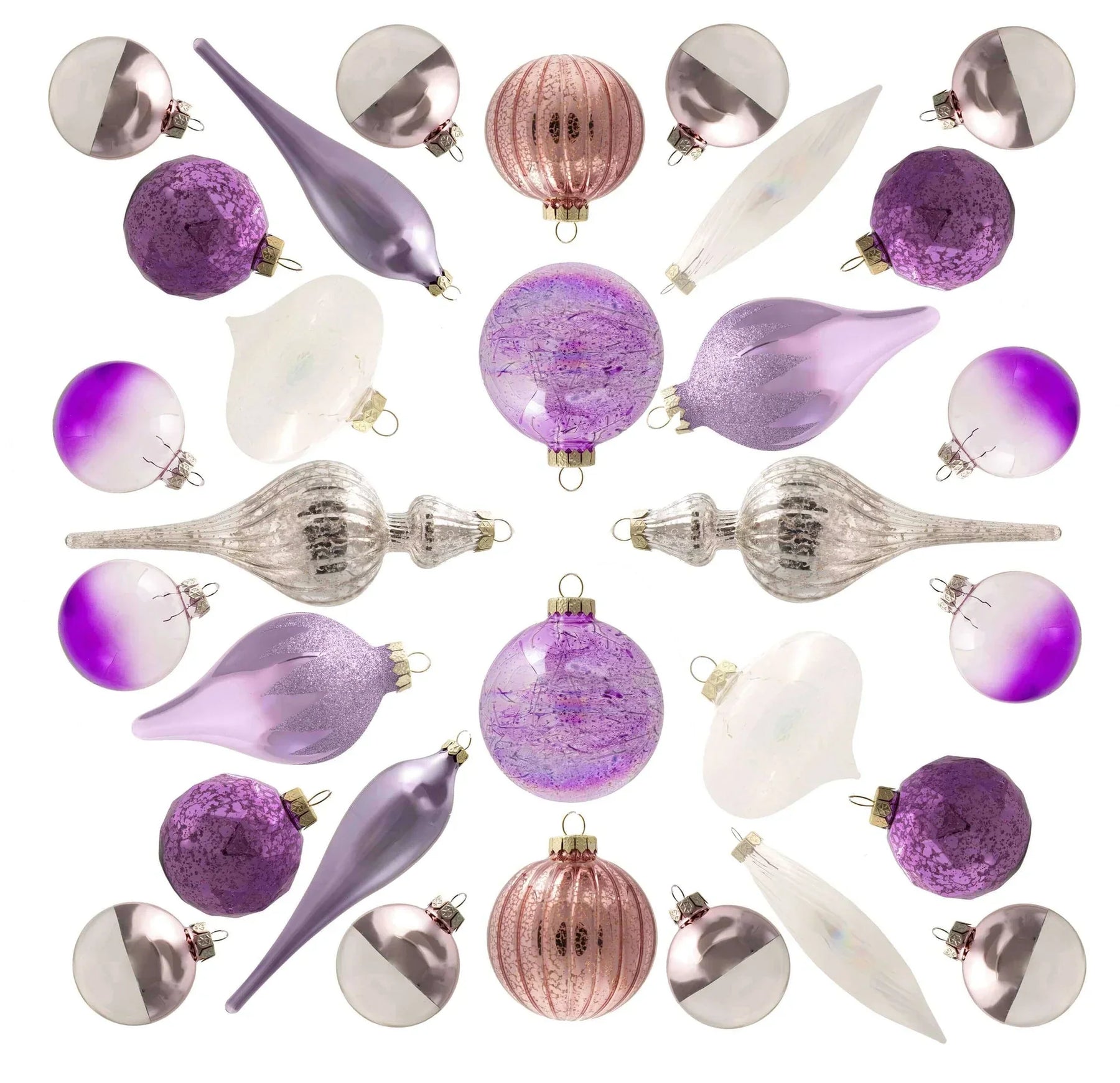 Conjunto de enfeites de vidro Sweet com 30 peças (rosa - roxo) edição limitada