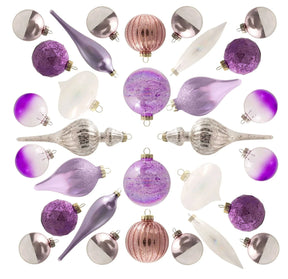 Conjunto de enfeites de vidro Sweet com 30 peças (rosa - roxo) edição limitada