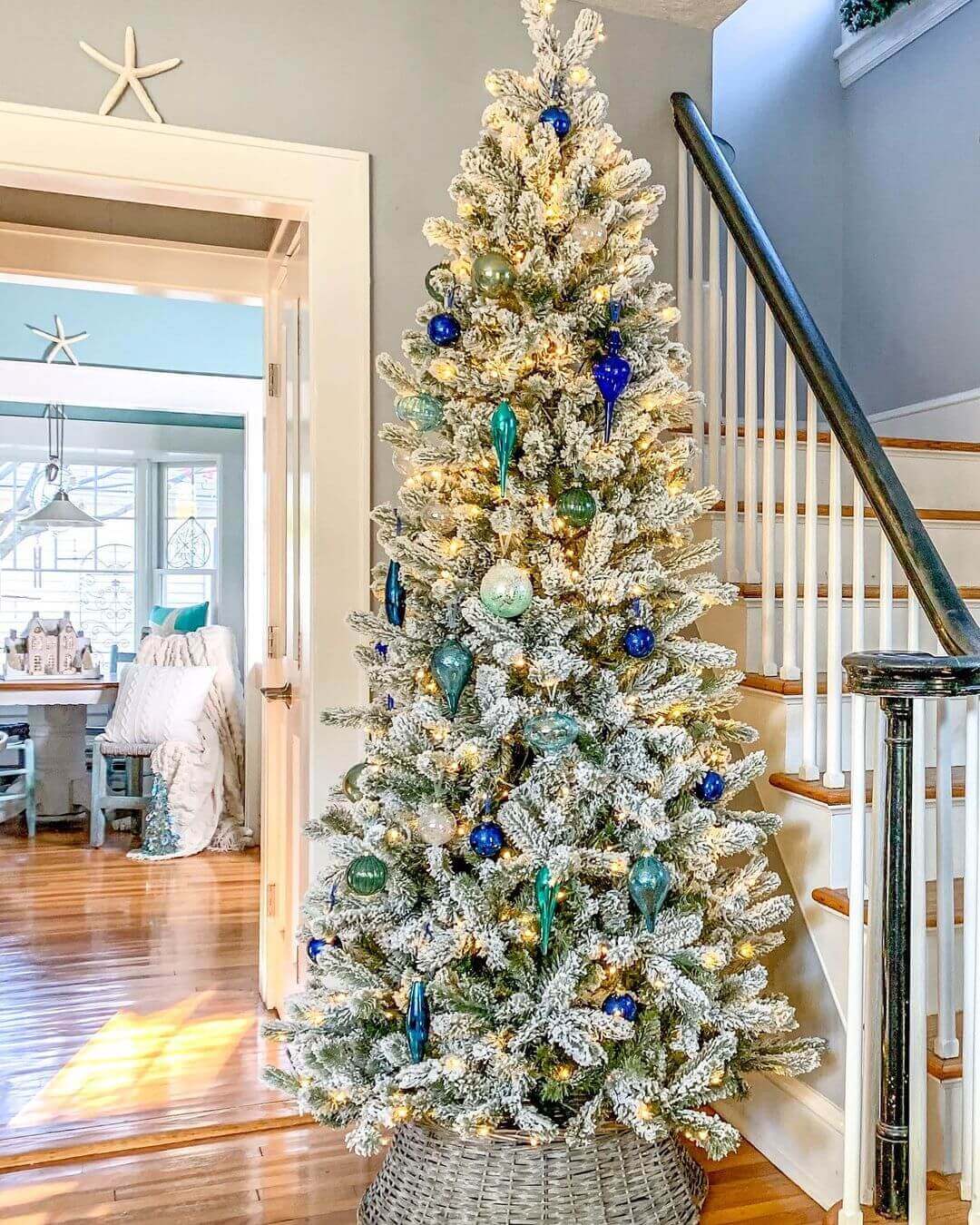 Conjunto de enfeites de vidro com 15 peças em formato de floco de neve (azul) edição limitada